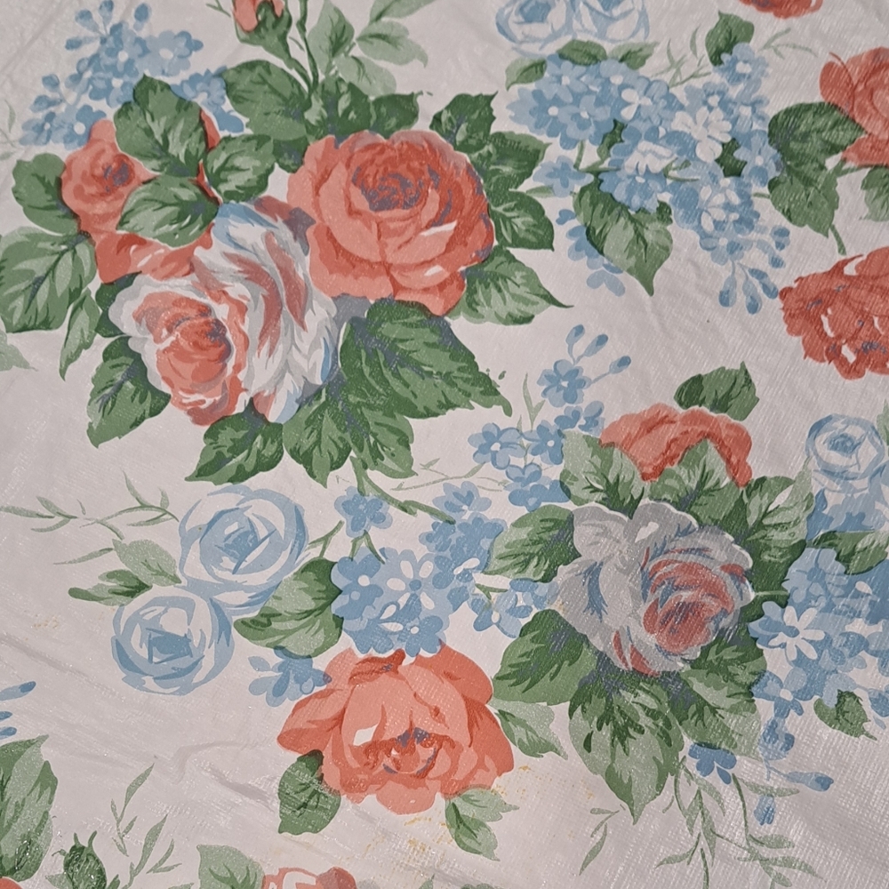 Vintage Floral Cottagecore Shabby Chic Grandmacore Plastic Square Tablecloth.